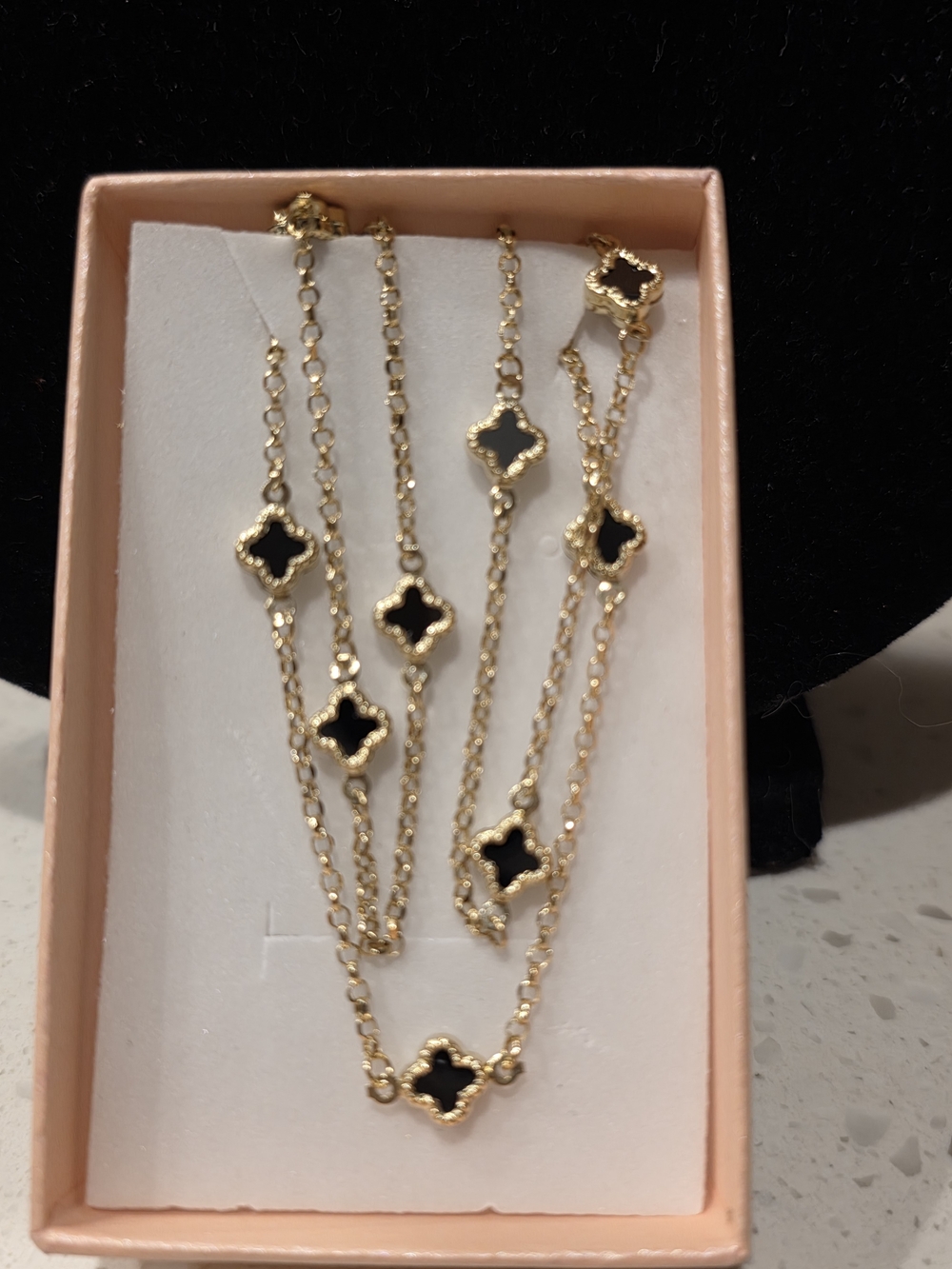 🍀✨️14K Gold Black Clover Necklace✨️🍀